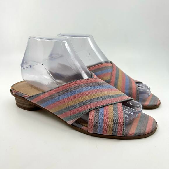Madewell The Ruthie Criss-Cross Mule Rainbow Stripe WMNS 7 1/2 Slip On Strappy - Picture 2 of 7